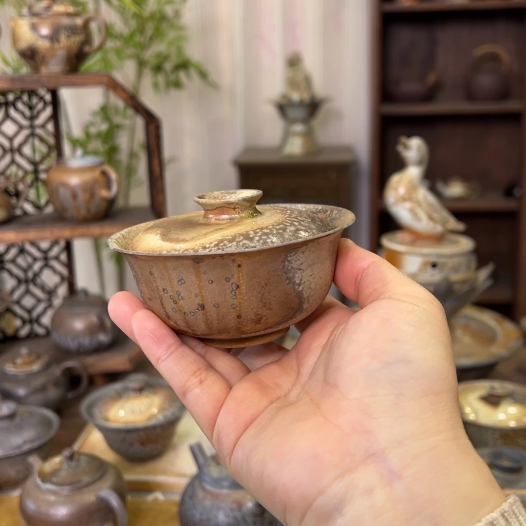 14中白精品盖碗柴烧