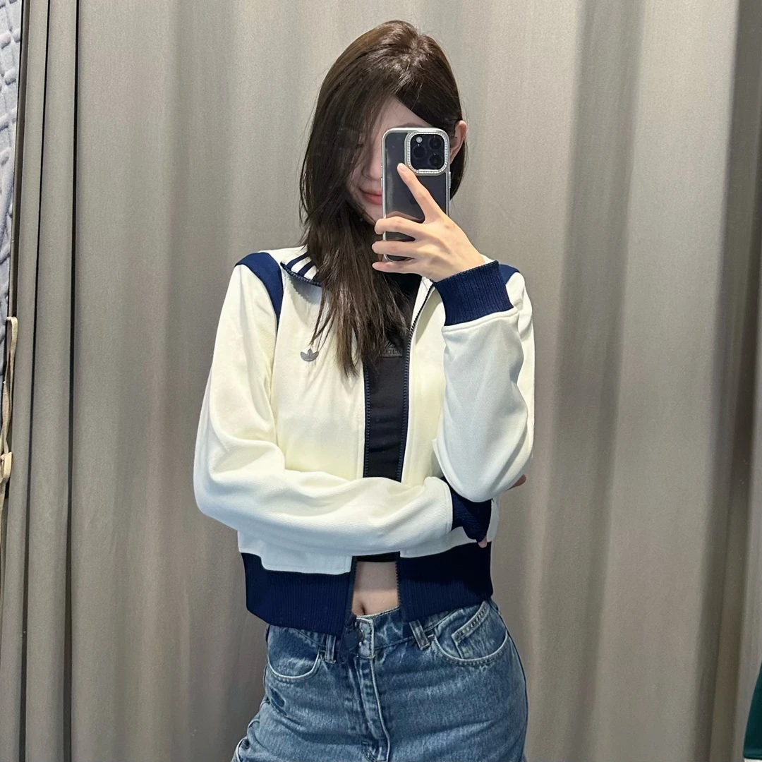 adidas三叶草春季新款小立领休闲运动夹克外套 JM8022