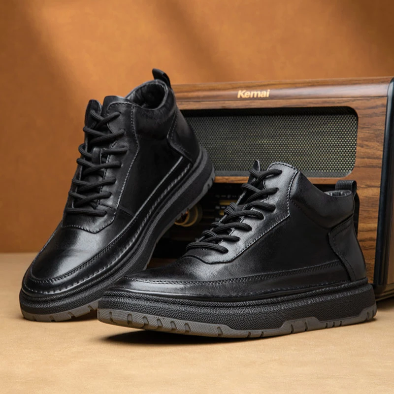 班比帝伦2025新款秋冬真皮休闲百搭中帮马丁靴男士头层牛皮鞋短靴