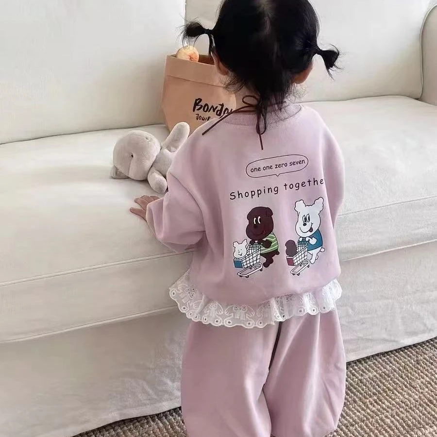 女春秋套头女童运动套装常规卡通动漫休闲秋款2025新款时髦洋气