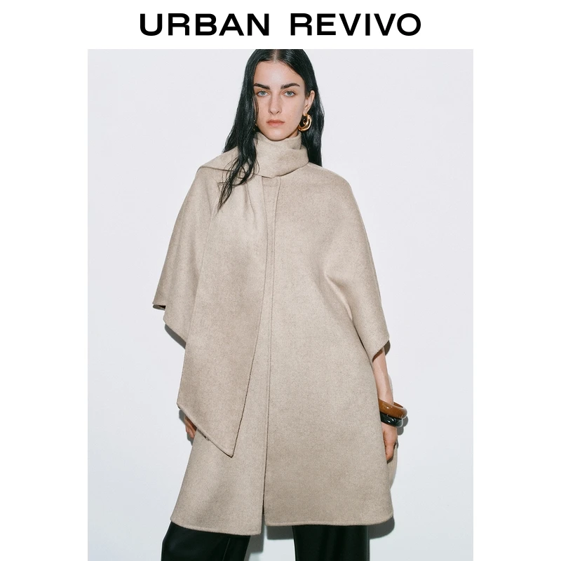 UR2025冬季新款女装气质流光风斗篷式大衣呢料外套UWG150063