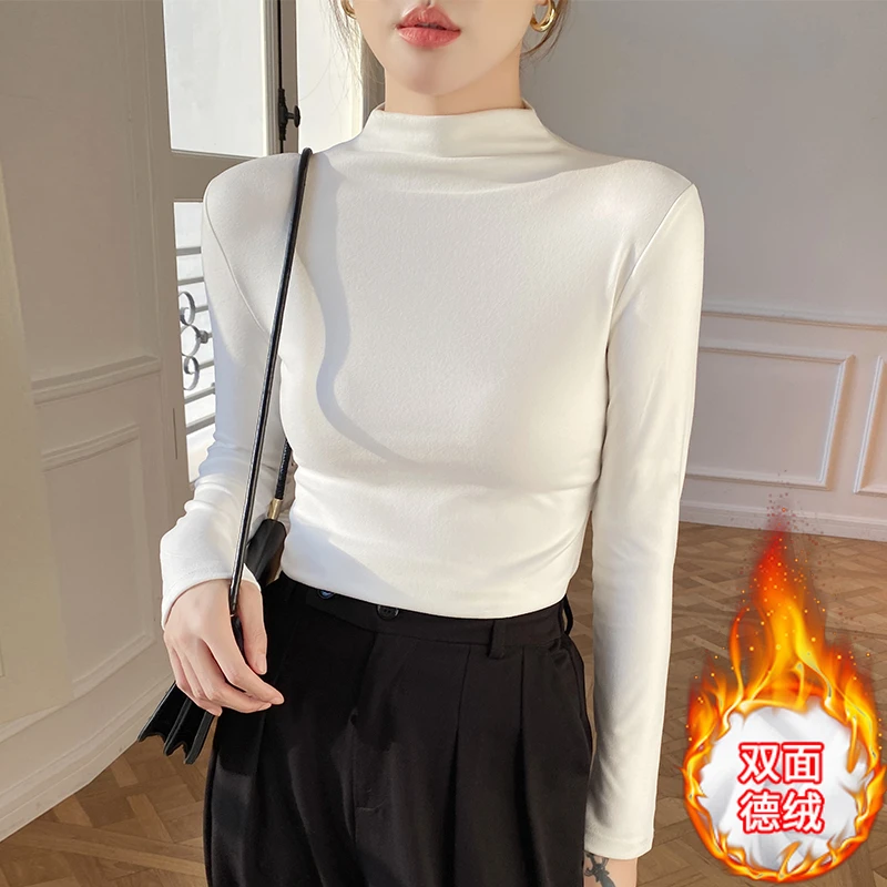 黑色半高领打底衫女内搭修身春秋冬2025新款百搭洋气t恤长袖上衣