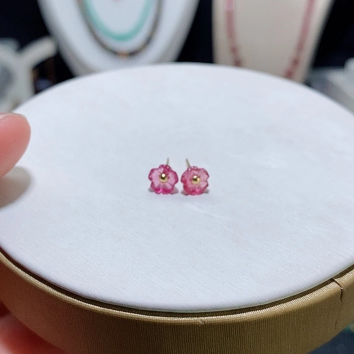 碧玺碧玺耳钉18K金镶嵌碧玺耳钉