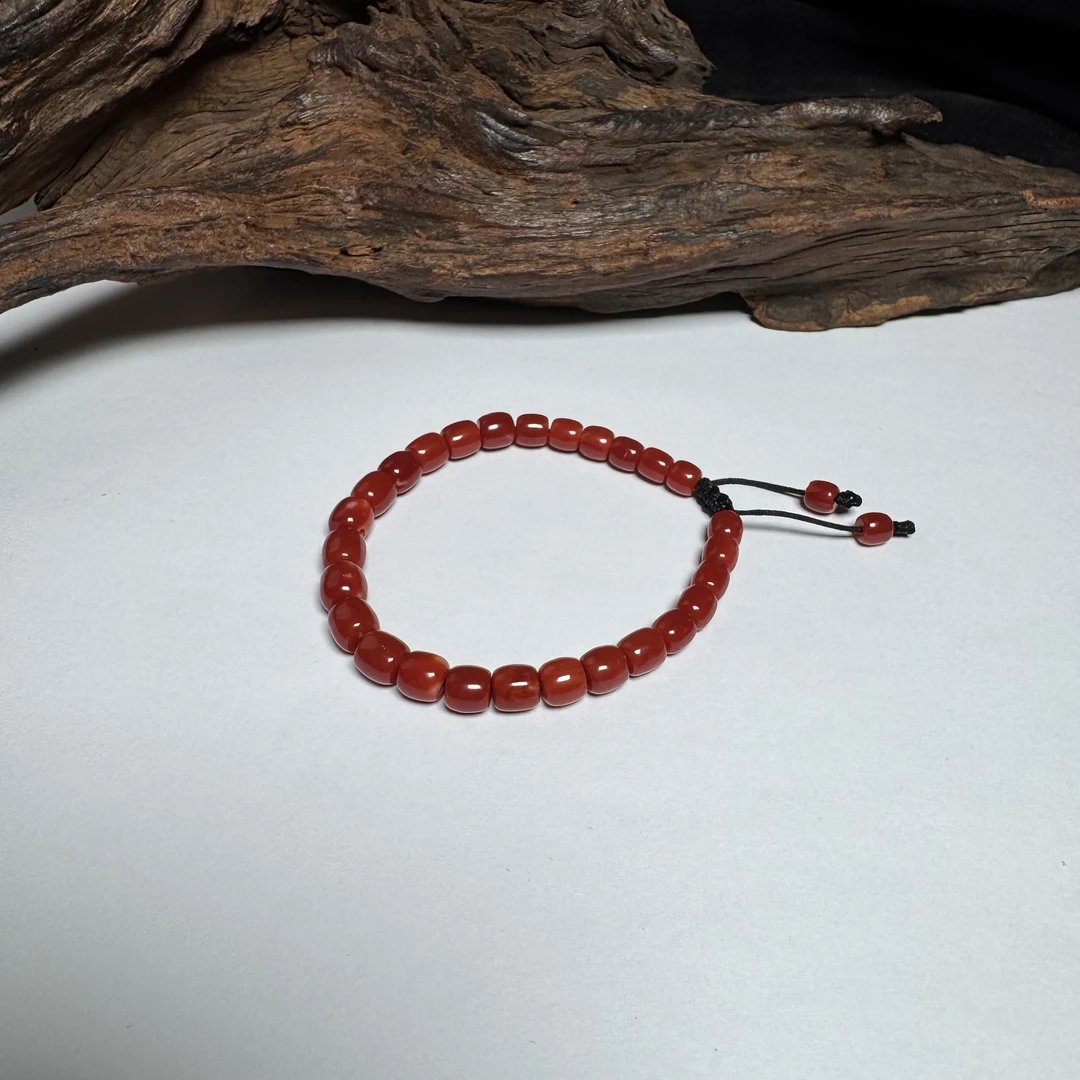 碧海丹心-天然阿卡红珊瑚桶珠手串/5.5mm-6.5mm左右9.57g/-15004