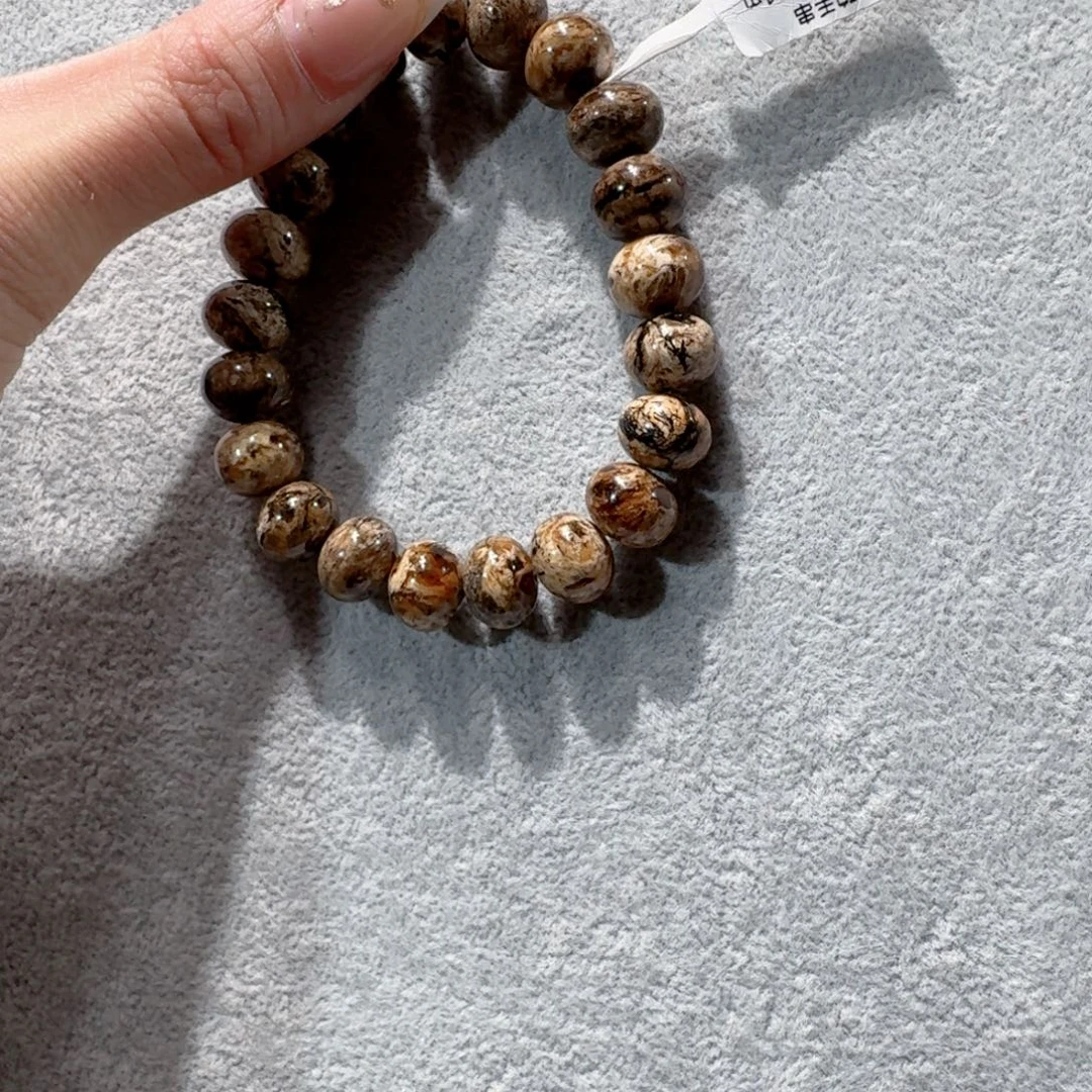 温***馨手链琥珀未镶嵌抚顺琥珀 精品干白花11M