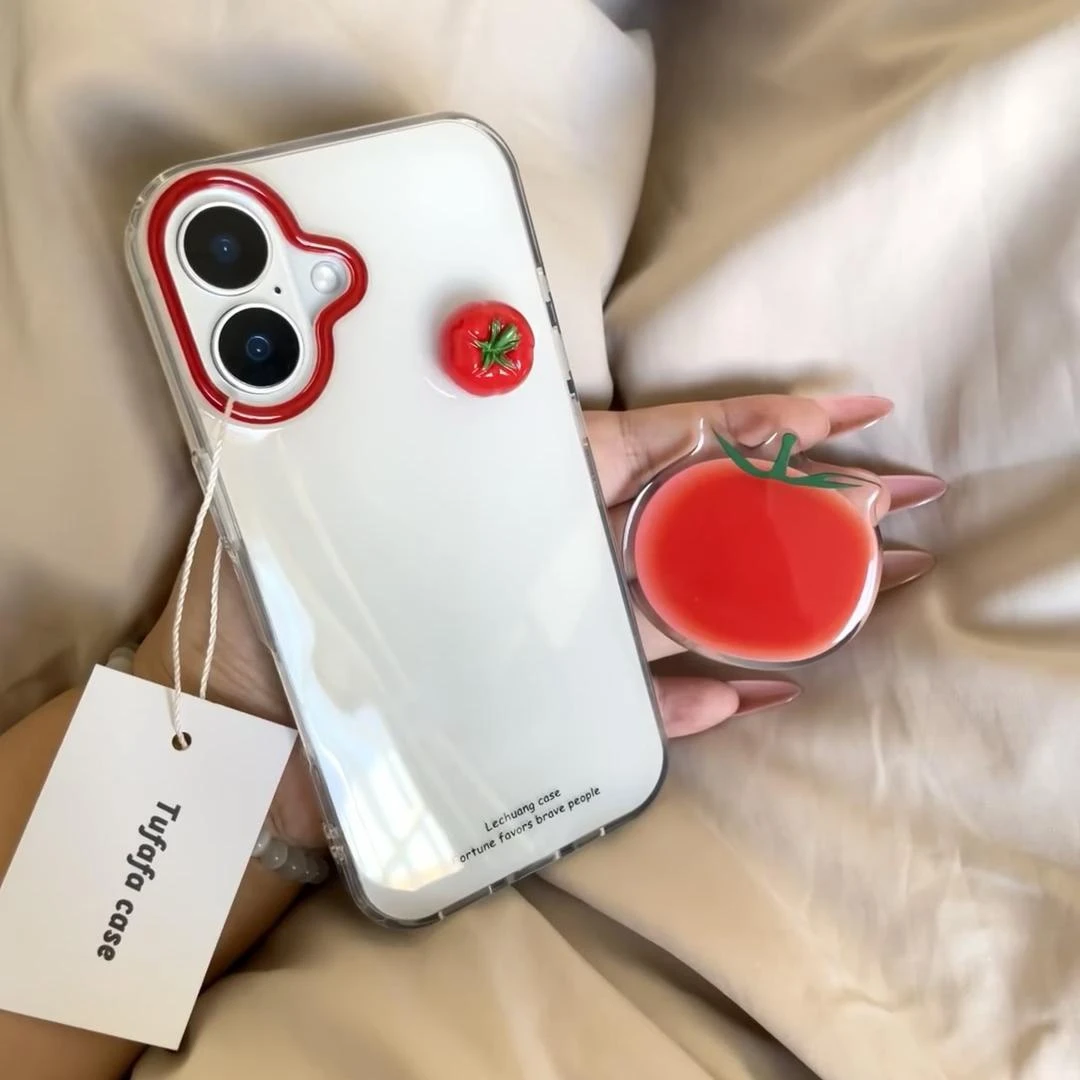 网红简约番茄适用苹果华为vivo小米oppo女iphone15/16/14手机壳新