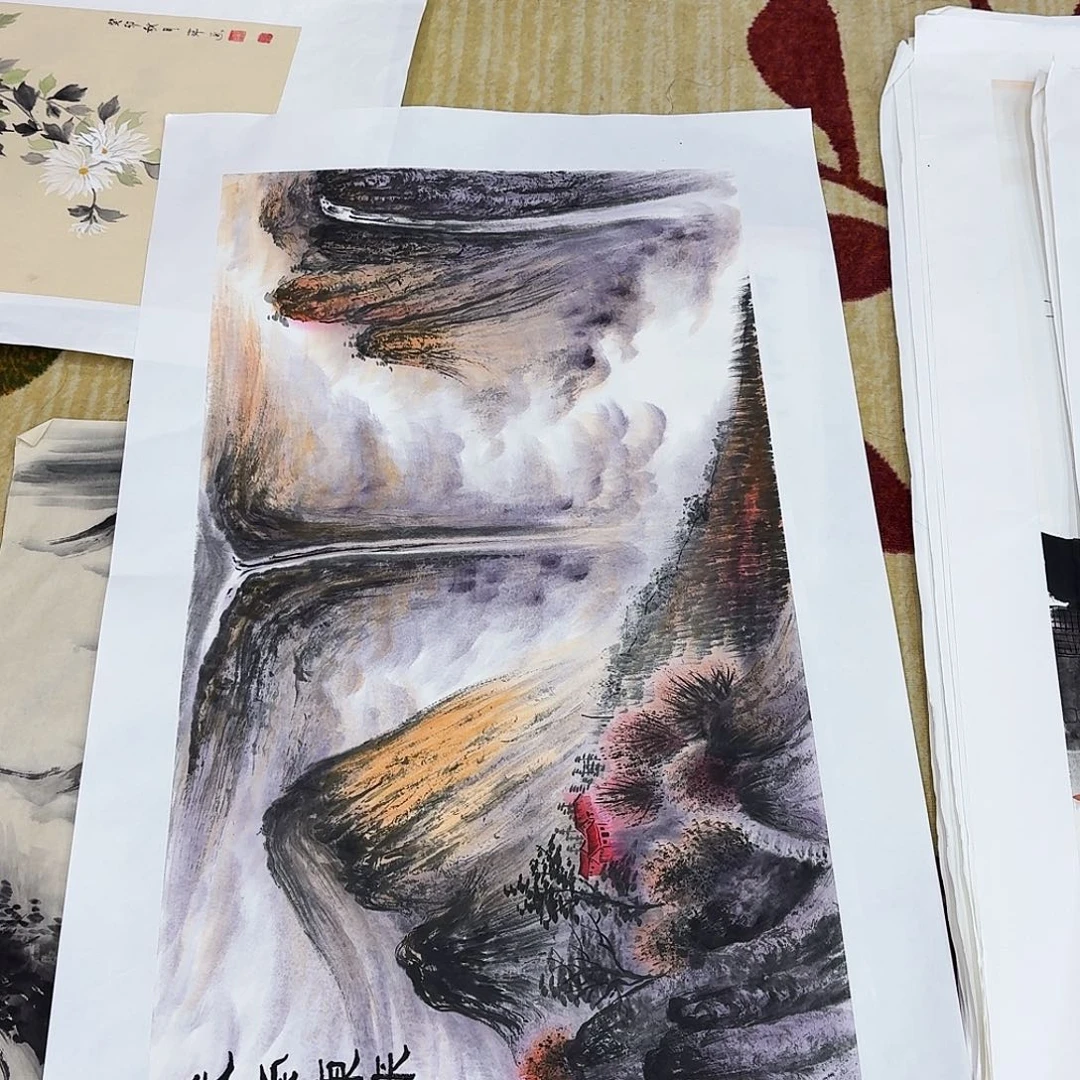 国画三尺整纸手绘任老师作品
