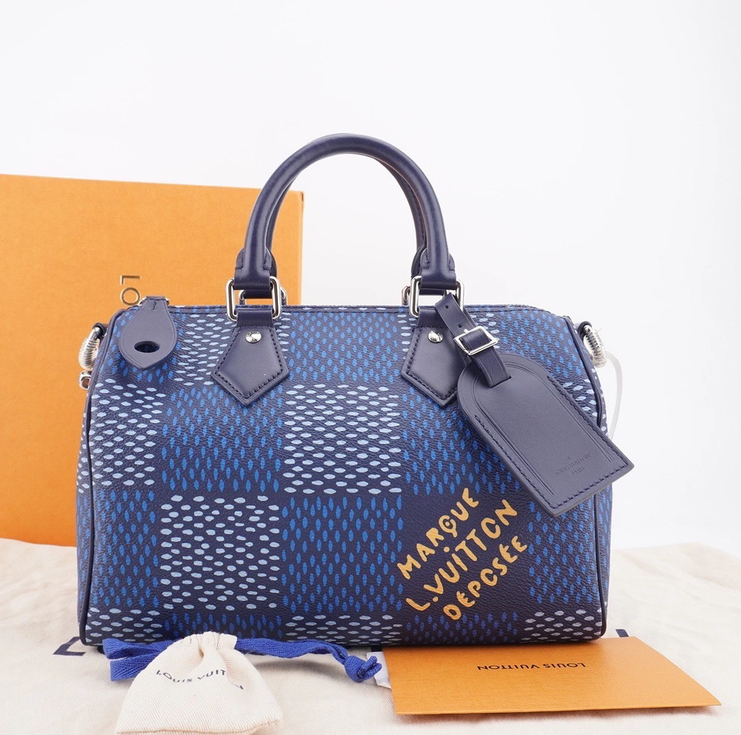 99新 LouisVuitton/路易威登 Speedy 25棋盘格斜挎包 F996