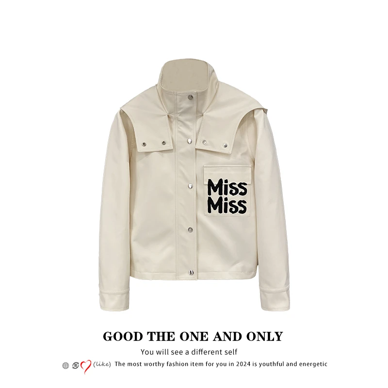 高级时尚字母印花设计感连帽风衣801263