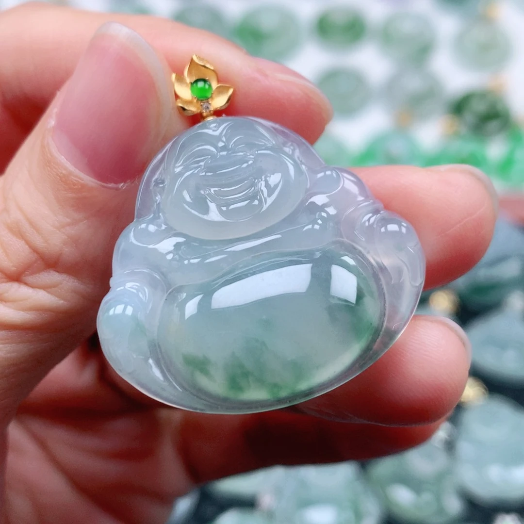 翡翠吊坠(不含链)18K金镶嵌