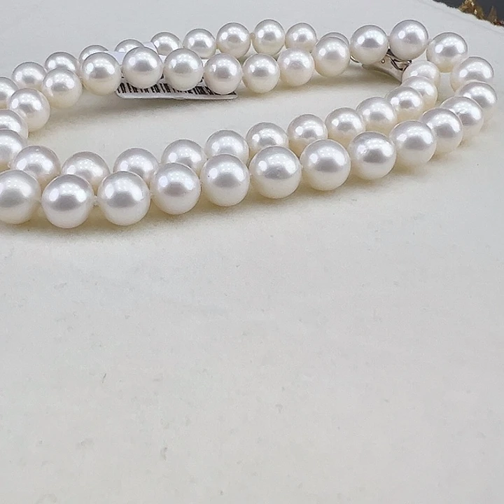 淡水珍珠银S925镶嵌项链➕7.8高品极光冷白