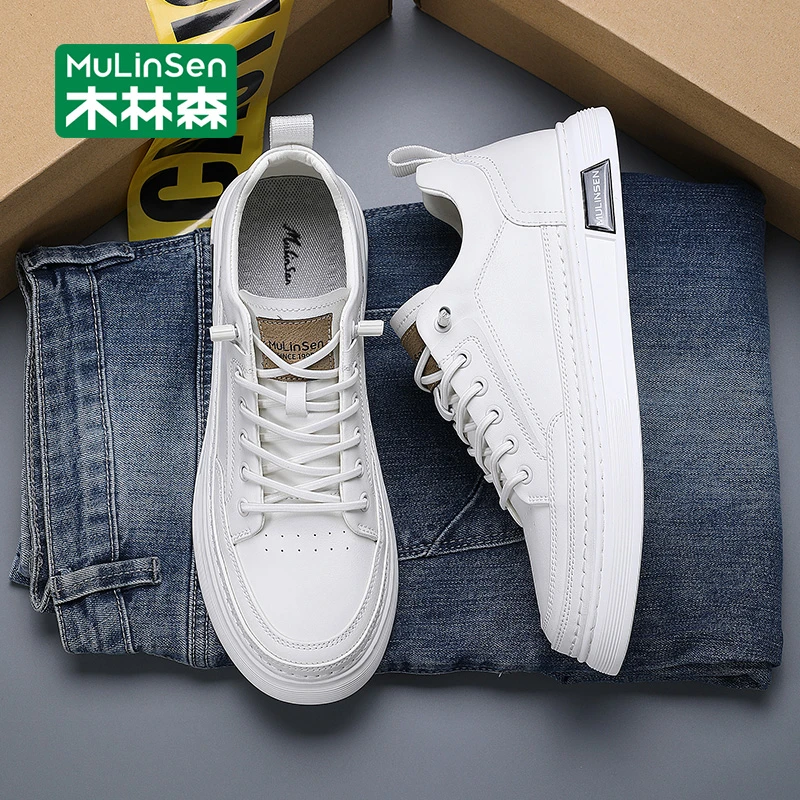 木林森男鞋2025新款秋季男士小白鞋厚底防滑增高运动休闲板鞋男款