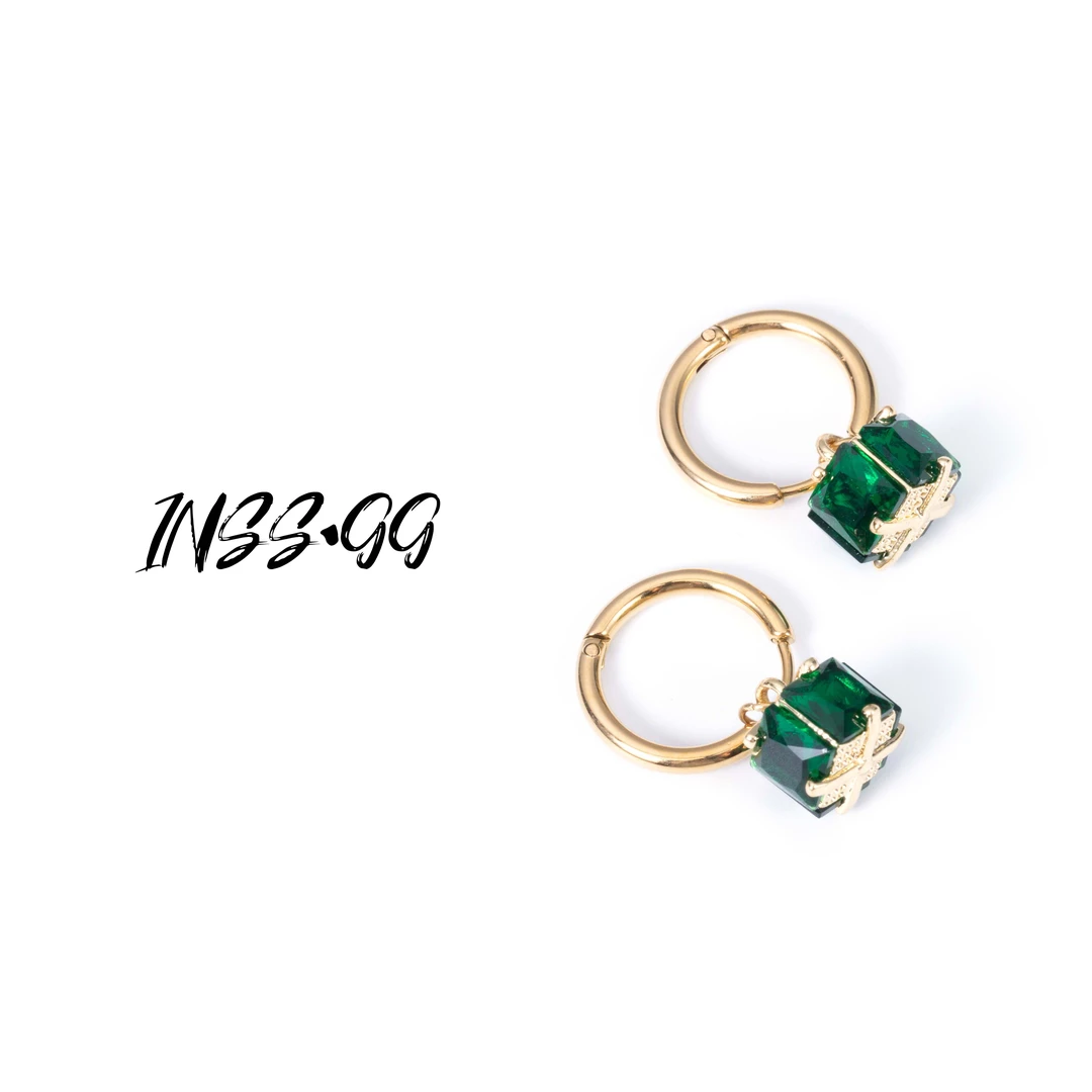 钛钢仿水晶耳饰 【INS·GG】时尚绿色气质耳环轻奢个性设计款RE392