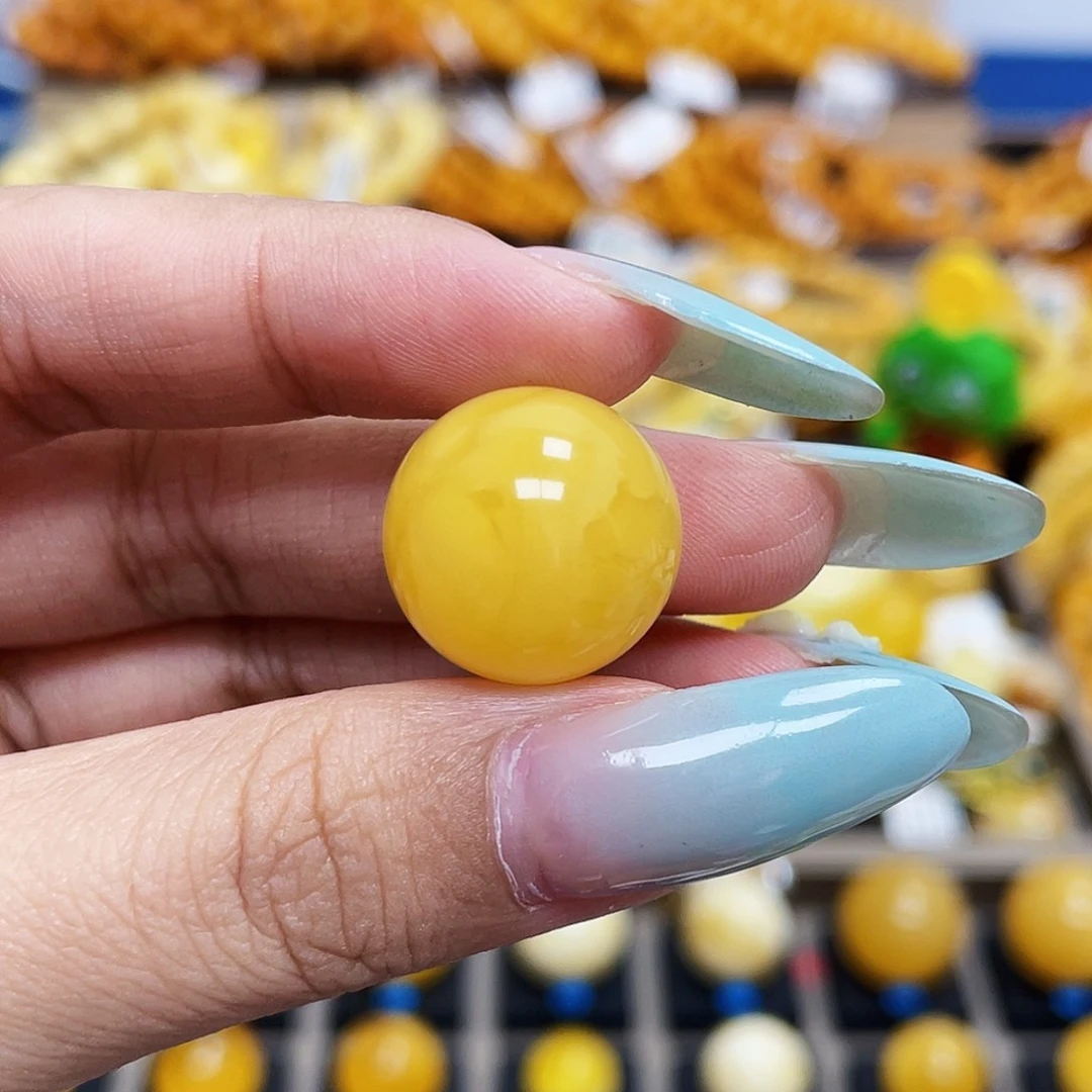 未镶嵌琥珀珠宝奇石聊****笠16.4mm圆珠瑕