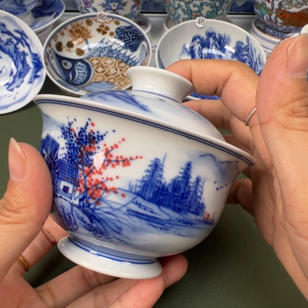 陶瓷景德镇纯手工纯手绘茶具木木38