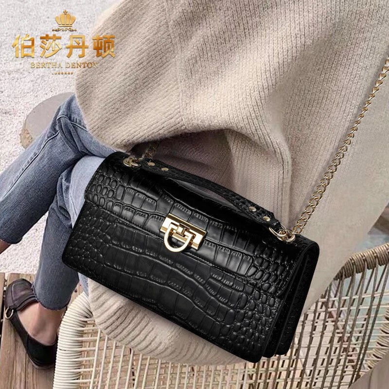 伯莎丹顿品牌高档斜挎包包女士单肩包真皮时尚潮流腋下休闲通勤包