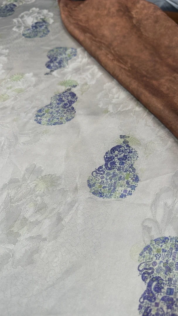 【正品香云纱】蓝色宝相葫芦 丝绸布料