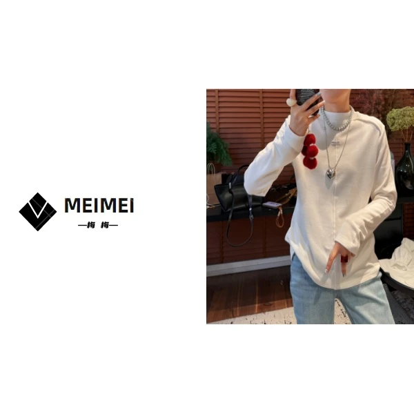 XMM《立领小标打底》秋冬款时尚加绒百搭洋气休闲打底T恤-G7087