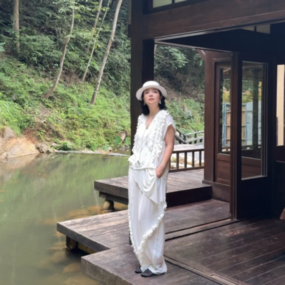 篱君【月下山茶花】上衣➕裤子夏季法式高级感立体花边无袖套装女