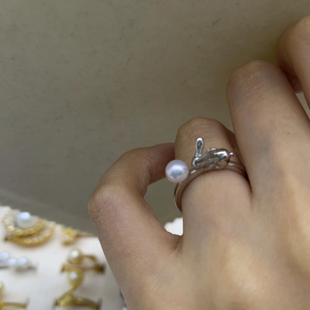 淡水珍珠银S925镶嵌戒指