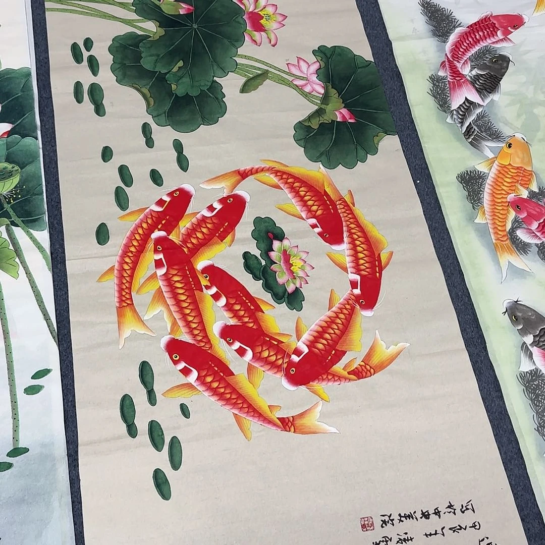 国画尺寸70X138手绘作品