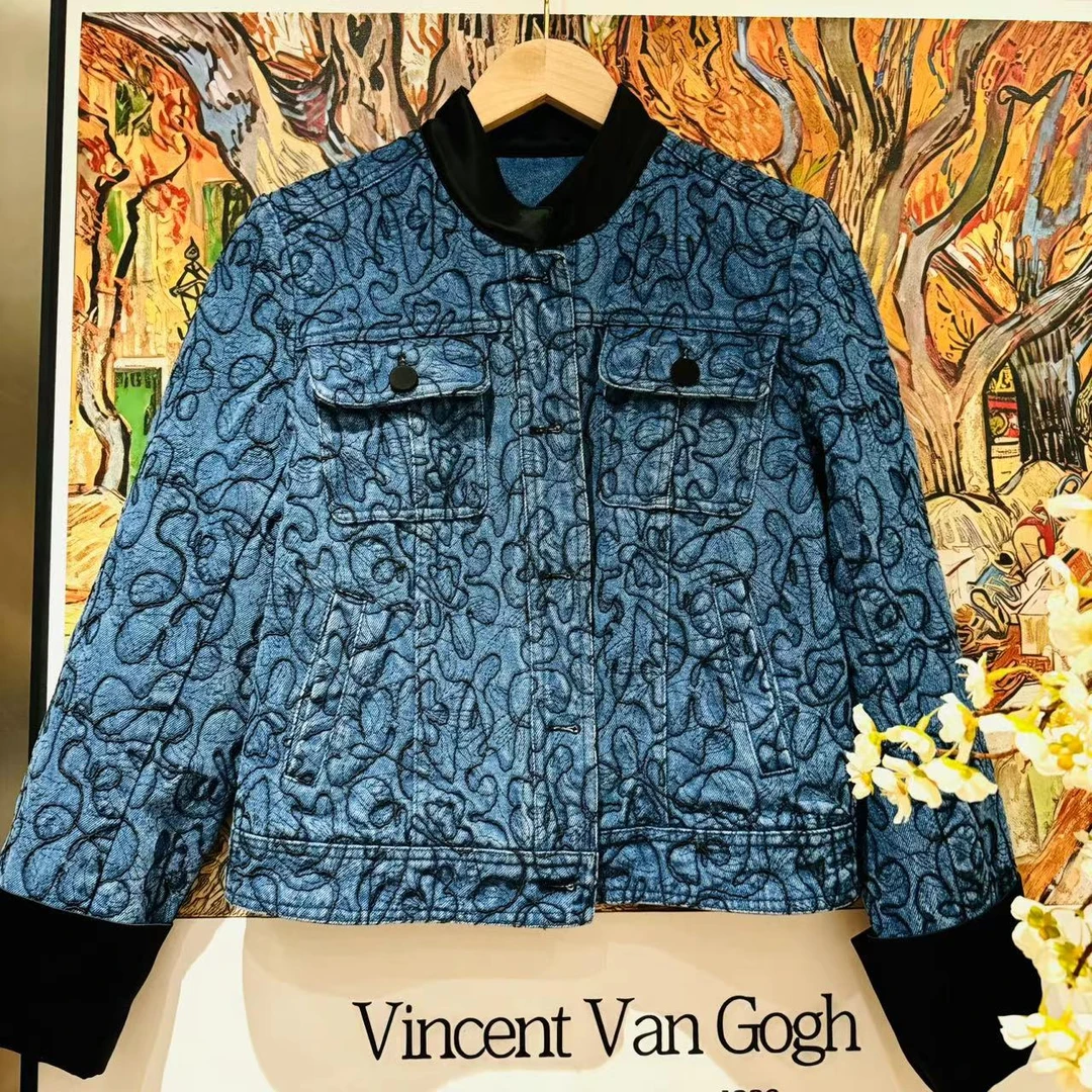 VV&AA 梦如幻  早秋新款时尚潮流休闲绣花牛仔外套  D25100