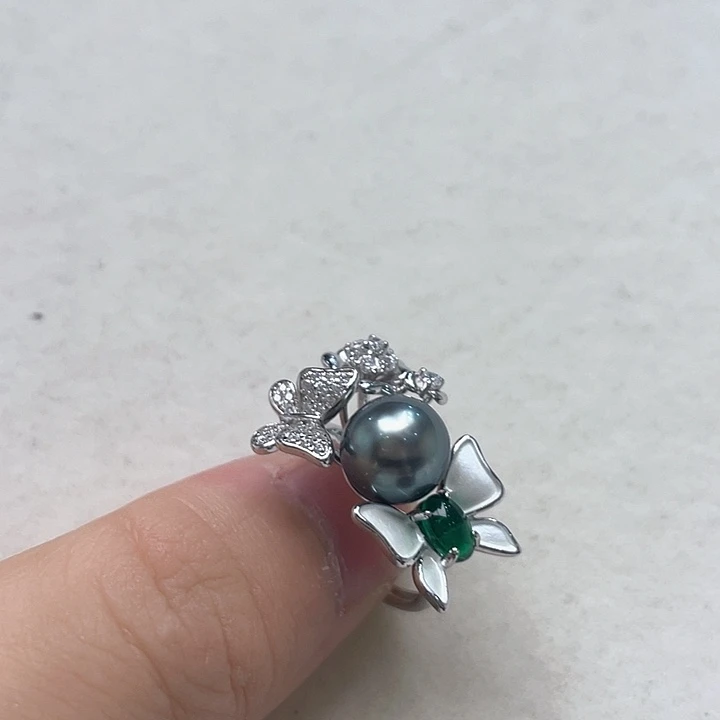 银S925镶嵌戒指海水珍珠
