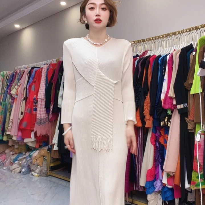 大码女装褶皱连衣裙子