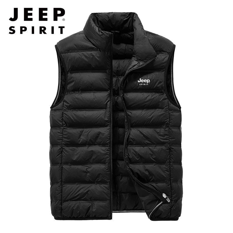JEEPSPIRIT吉普羽绒马甲男秋冬季户外保暖马夹立领大码背心坎肩男