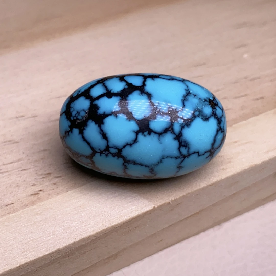 云盖寺乌兰花枣珠锁骨珠高瓷玉化蓝手串配珠18.3x28.3mm13.1克