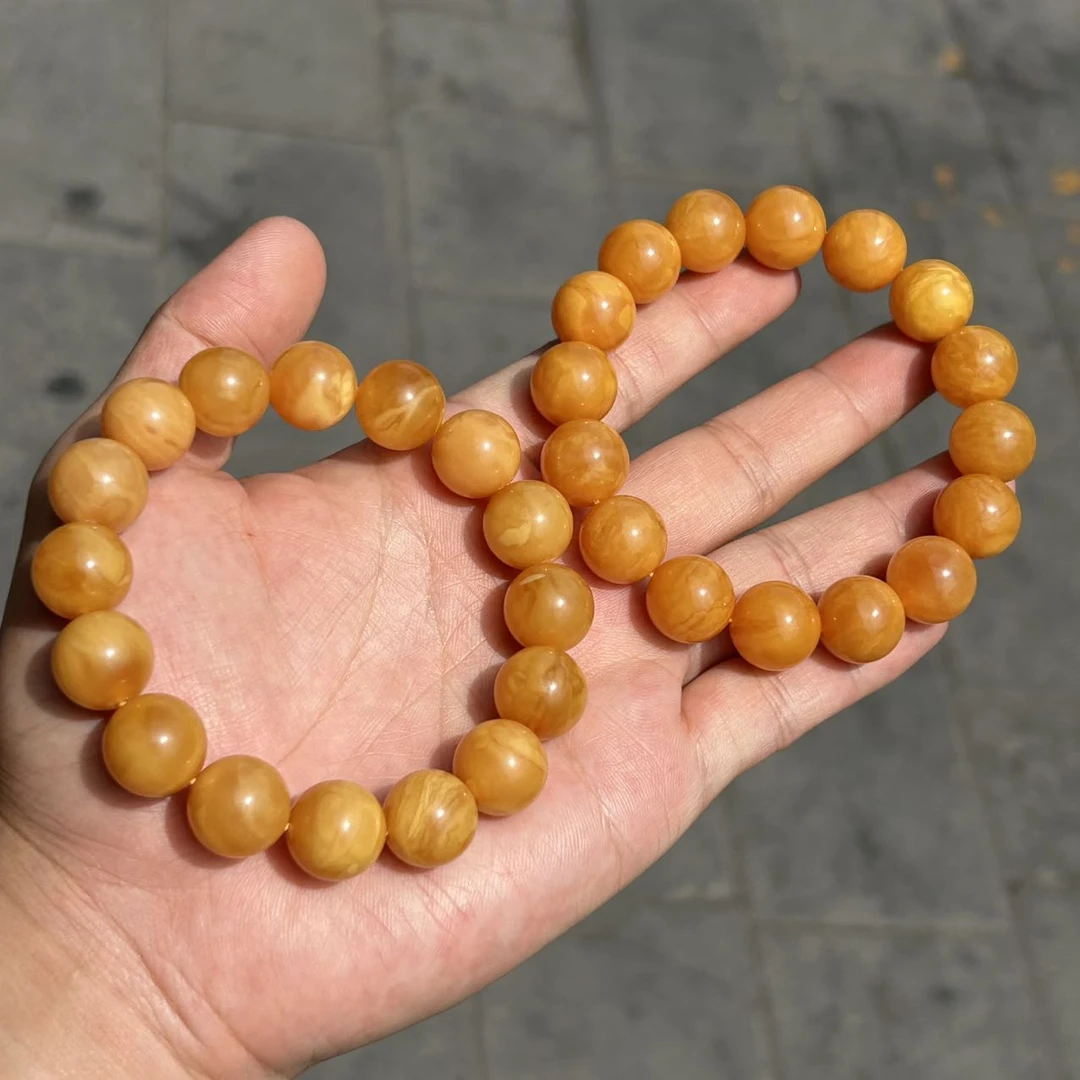 【地主专属】26 G61543-蜜蜡圆珠手串-多样性发其一-15mm