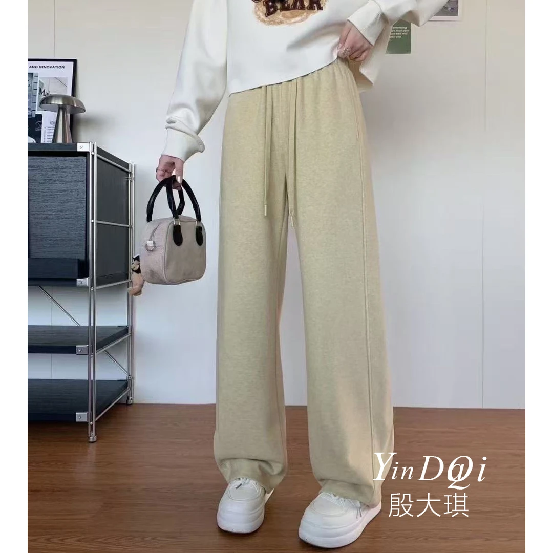 秋新款 显瘦糯米裤百搭宽松高腰休闲裤女
