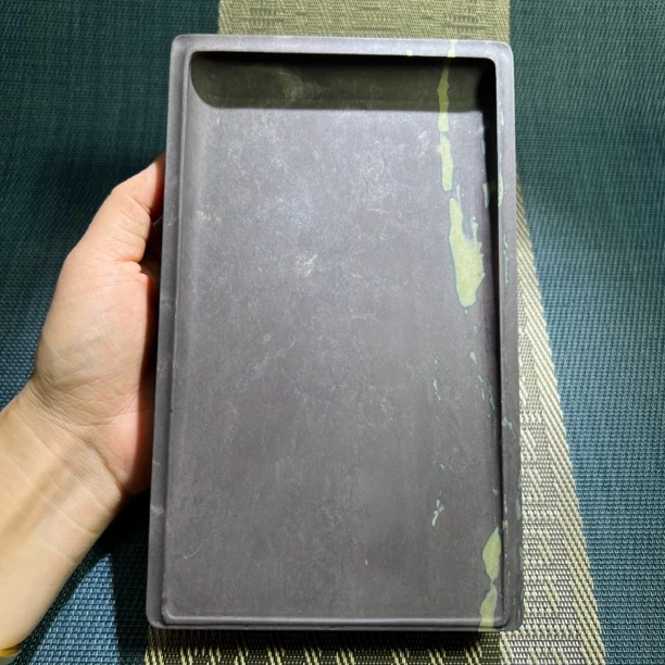 8寸长方淌池端砚坑仔青花砚文房四宝尺寸20.5一12.4一3cm