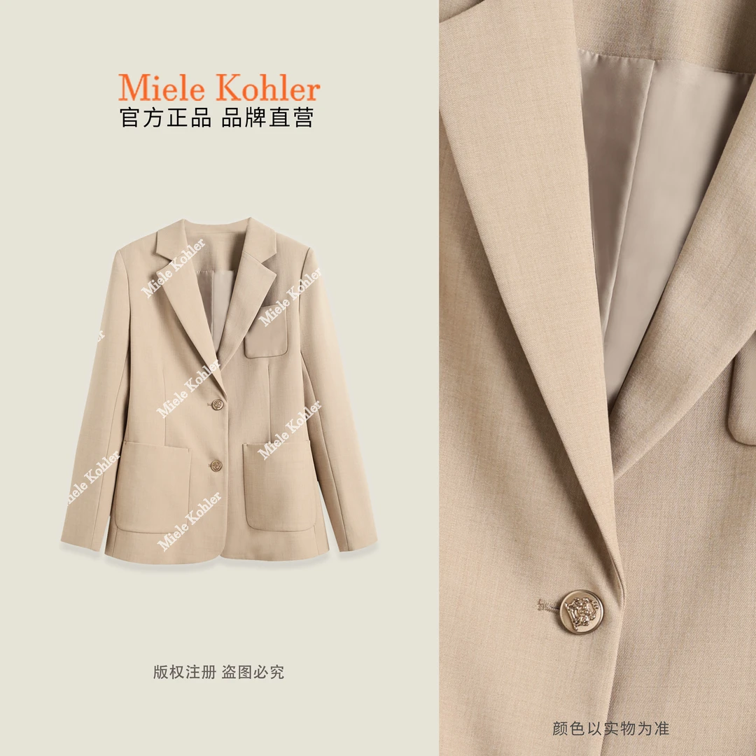 夏季新款高级复古单排扣百搭女西装外套MKKQ88827【澳门小源同款】