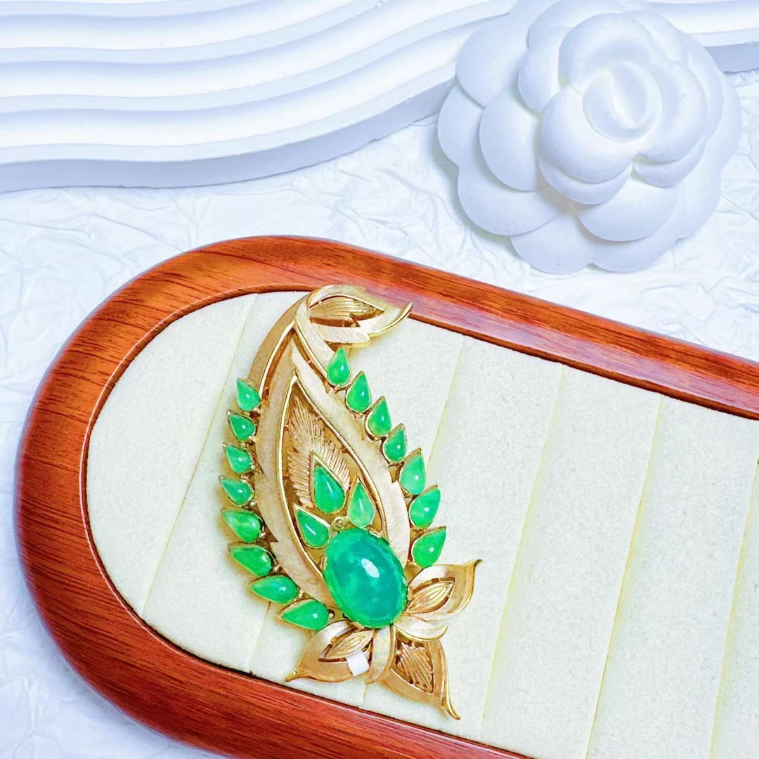 95新  柚礼中古/翠法丽印度瑰宝胸针LZ402019