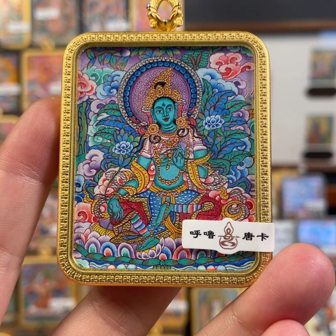 李***毛吊坠小九热贡唐卡绿度母