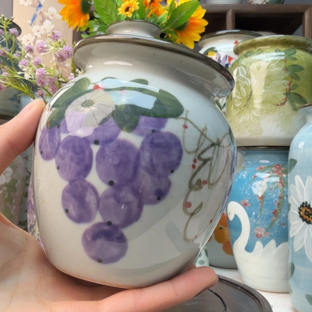 缸景德镇纯手绘花瓶摆件无孔