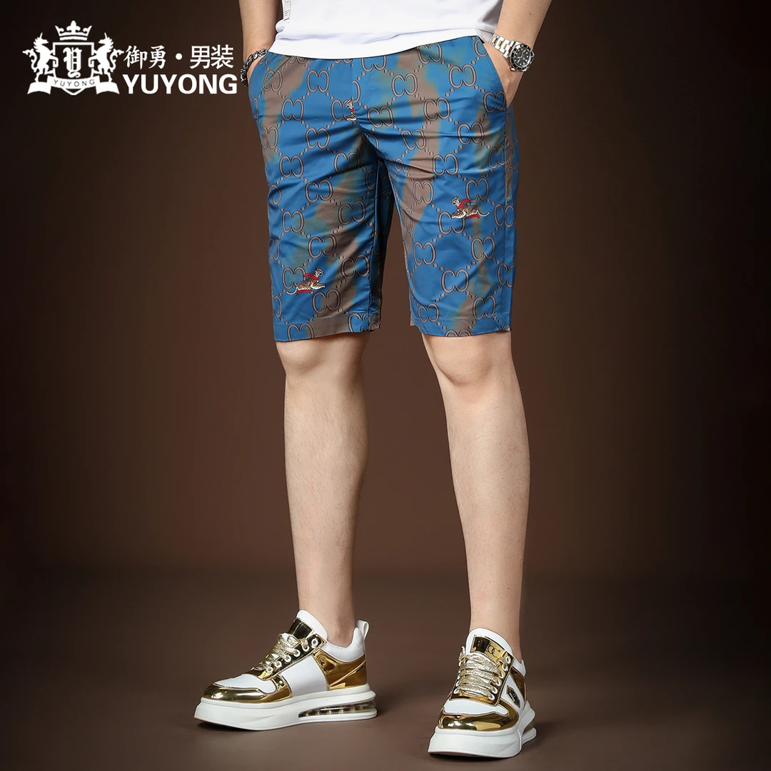 欧洲站潮流男士沙滩裤子2024夏季新款时尚花色印花五分短裤男中裤