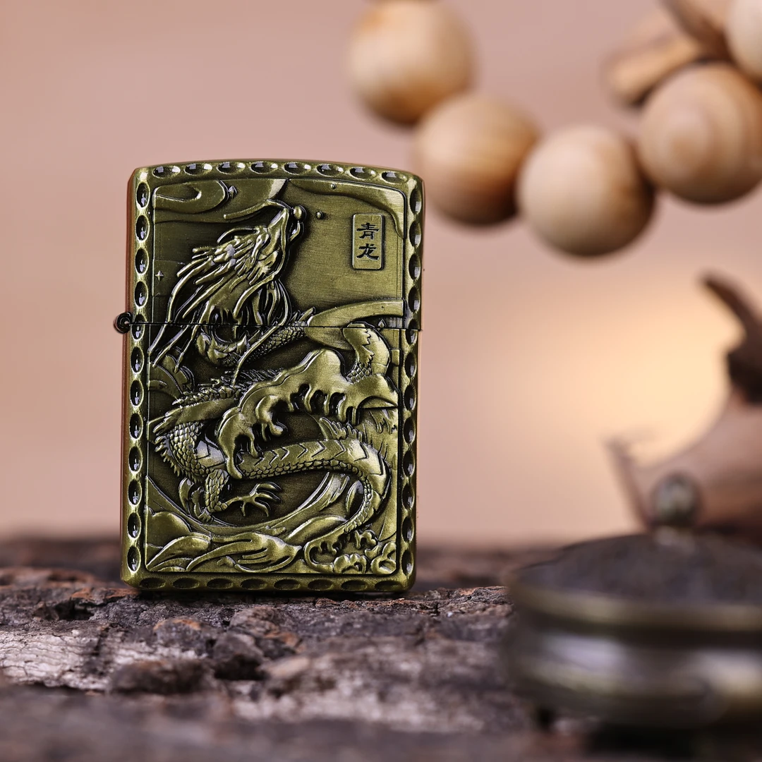 【火机云仓供应商】青龙-3D浮雕浮雕防风煤油打火机老九门
