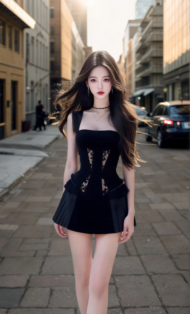 夏季新款时尚2025黑色方领收腰镂空设计感连衣裙女小众高级感穿搭