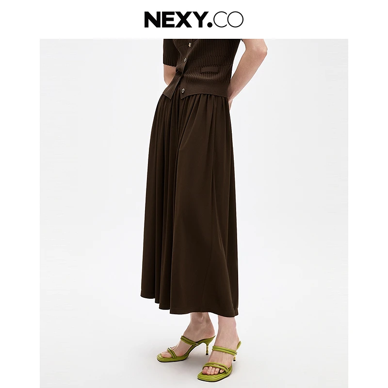 【商场同款】NEXY.CO/奈蔻显瘦气质中长款百搭百褶半裙XW01674B7