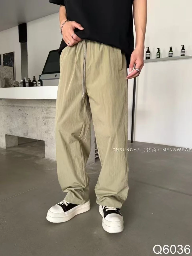 6036夏季新款简约时尚男士透气舒适弯刀宽松直筒休闲长裤