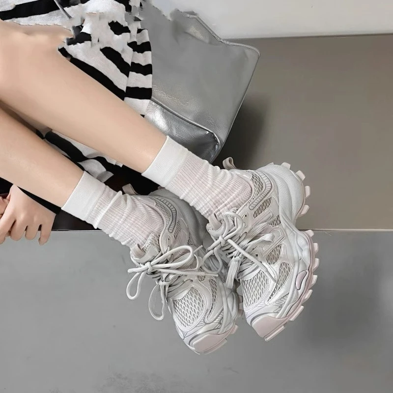 透气网面厚底老爹鞋女2025春夏新款爆款百搭运动ins潮跑步休闲鞋