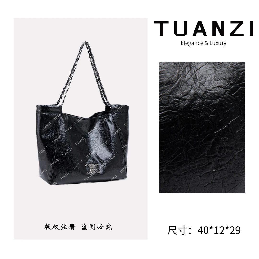 TUANZI『凯旋』赛家秋冬新款40cm单肩腋下托特包 QYX-81589-黑色
