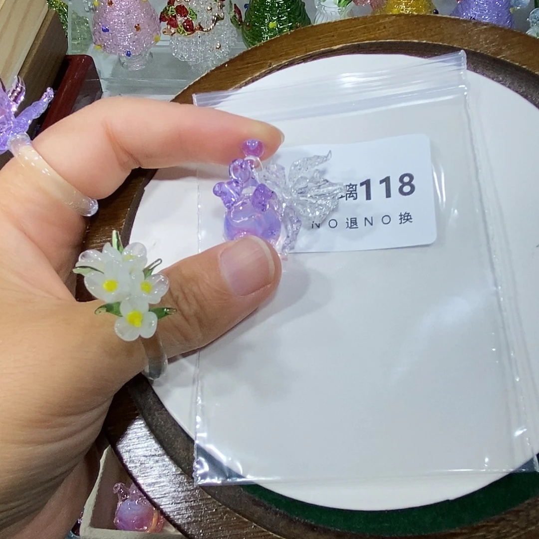 ****²颈饰玻璃118鸢尾花心脏