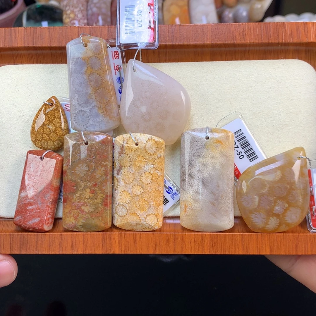 【闪购商品】颈饰未镶嵌硅化珊瑚（珊瑚玉）3号单价50一颗可调