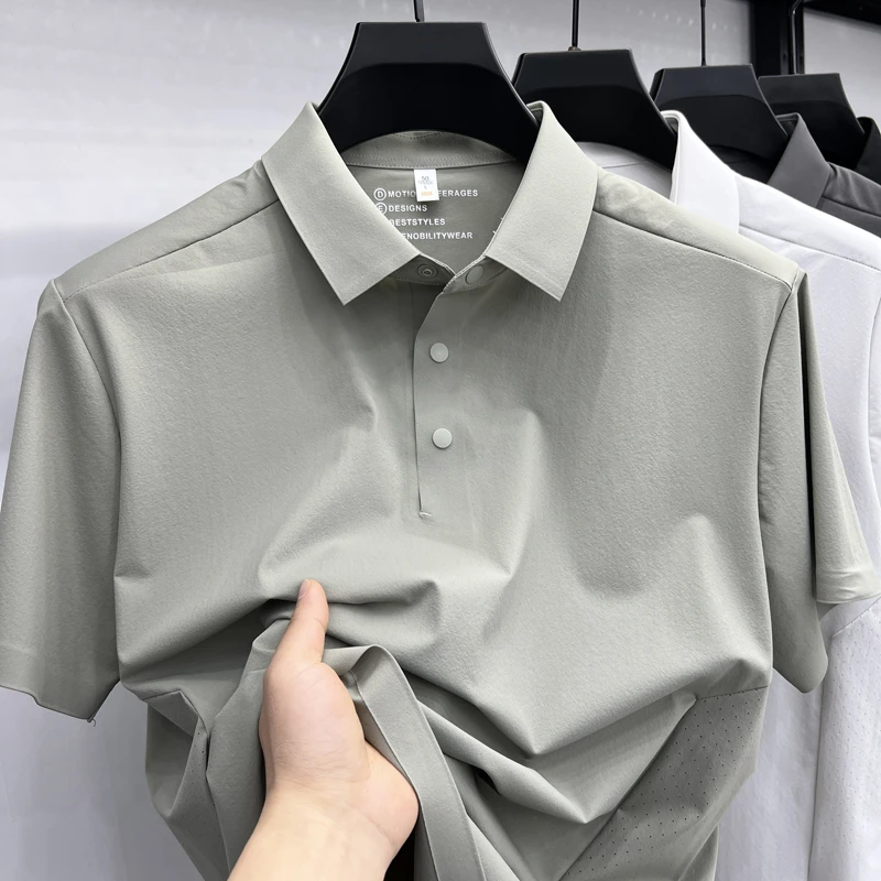 【鸟加同款】夏季新款高档商务休闲短袖POLO衫刺绣冰丝无痕T恤男士