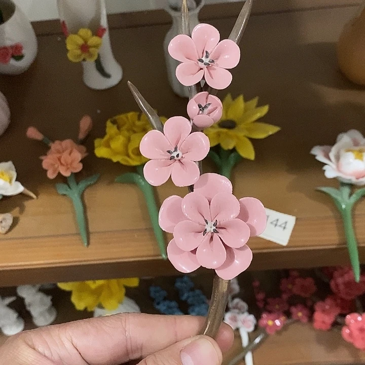 瓷片纯手工陶瓷花摆件瑕