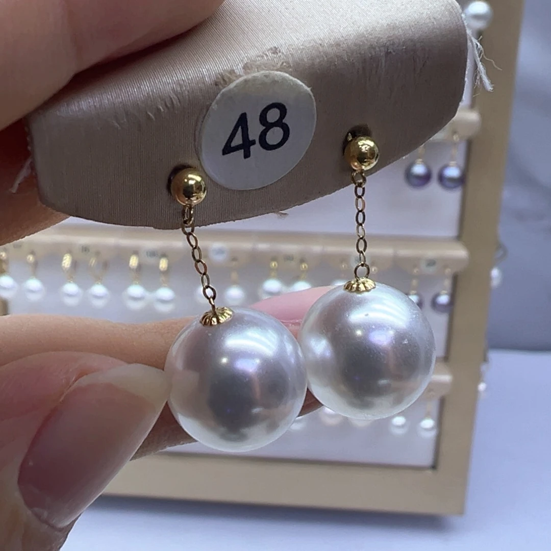 18K金镶嵌淡水珍珠耳饰