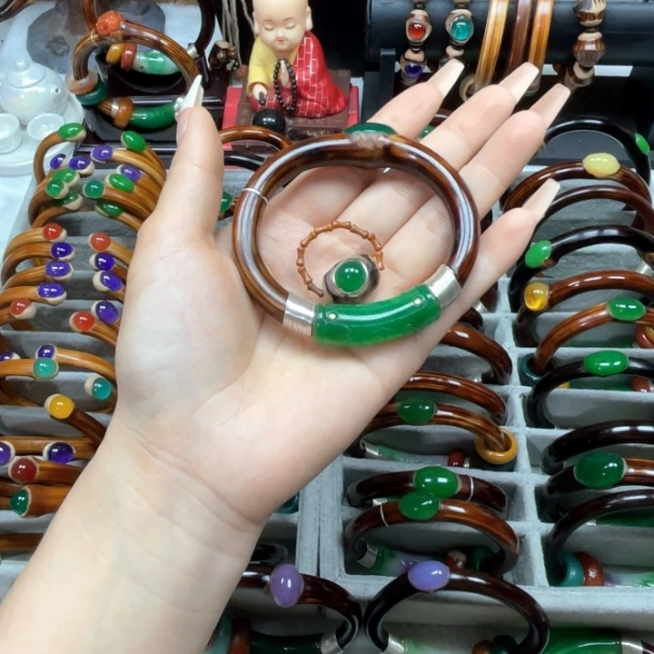 大理石磁石黑藤三节带管镶嵌